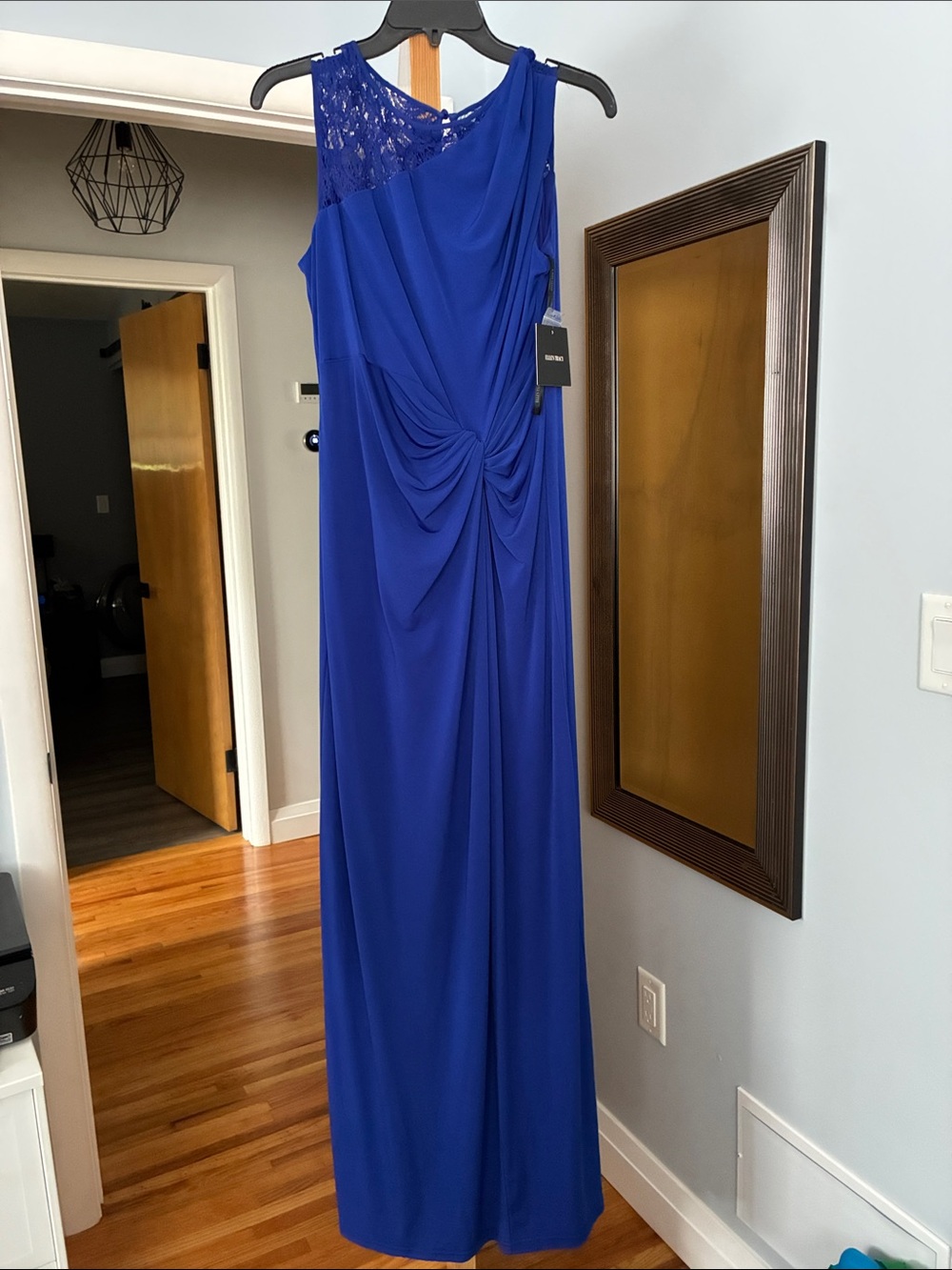 Ellen Tracy Cobalt Blue One-Shoulder Evening Gown